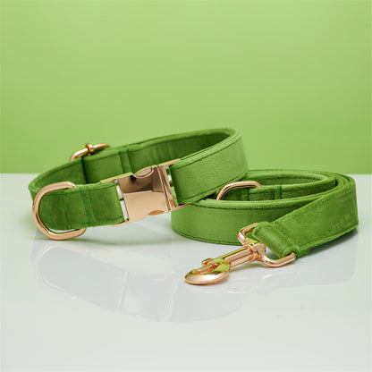 Velvet Dog Collar and Leash Set with Bow – Soft Cotton-Lined Collar, 8 Colors, XS–L – view 17