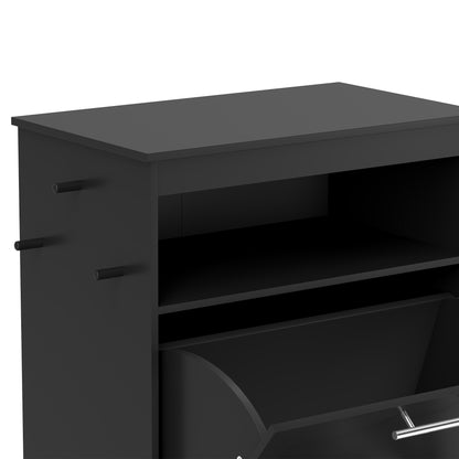 Pet Feeder Storage Cabinet with Pull-Out Bowl Drawer, Shelf &amp; Leash Hooks, Black – view 8