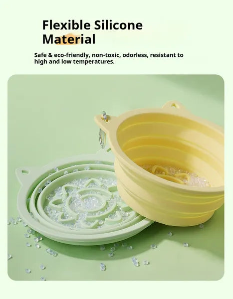 3-in-1 Collapsible Silicone Slow Feeder Travel Bowl with Suction Cups &amp; Hanging Hook – view 4