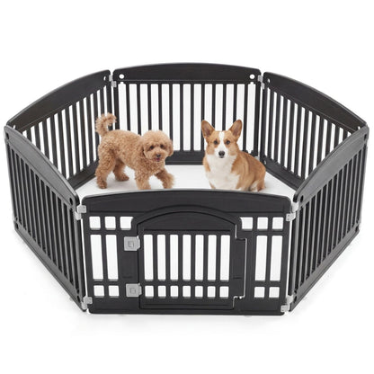 Foldable Plastic Dog Playpen – Rounded Corners, Easy to Clean, Indoor &amp; Outdoor, Black or White – view 2
