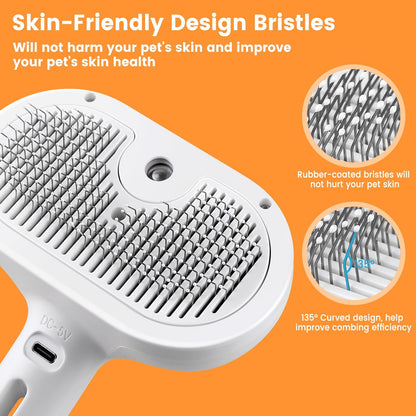 3-in-1 Pet Steam Brush – Water Mist Spray Grooming Brush with Self-Cleaning Release Button – view 7