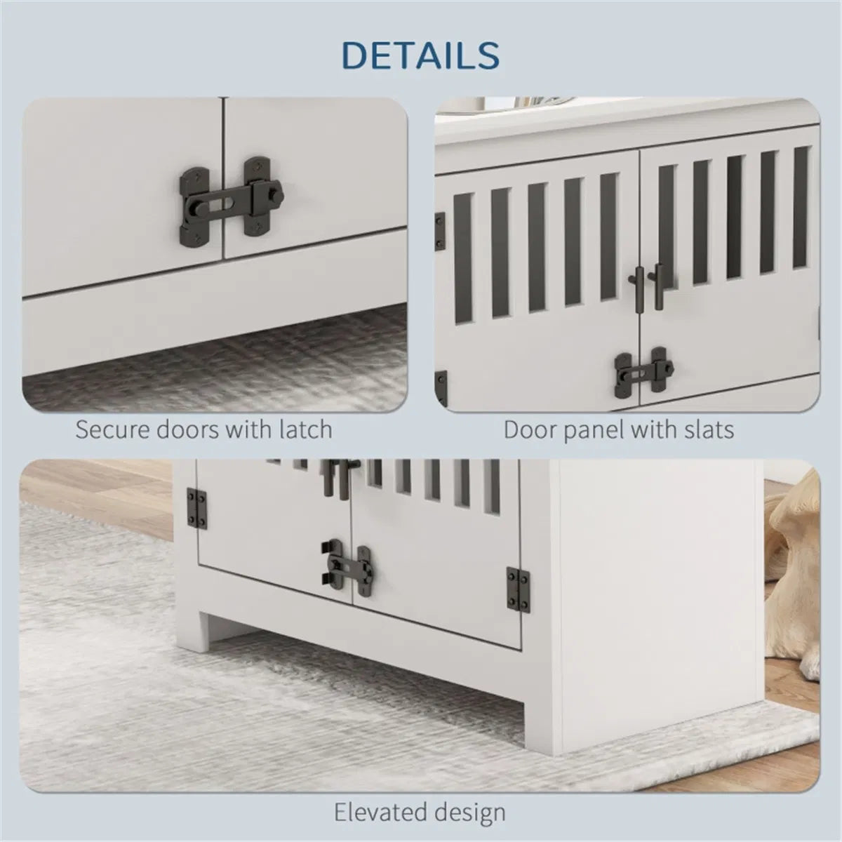 Elevated Dog Feeder Cabinet with 37 L Food Storage – 2 Stainless Steel Bowls, White – view 2