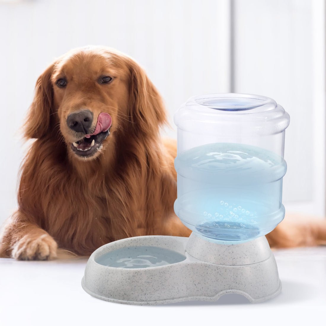 Gravity Pet Water Dispenser 3.5 L – Self-Dispensing Waterer for Cats &amp; Dogs, Beige