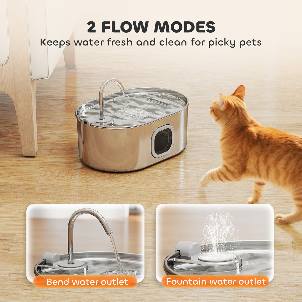 1.8 Gallon Stainless Steel Pet Water Fountain with Filter &amp; Quiet Pump for Cats and Dogs – view 7