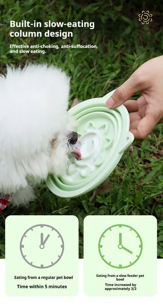 3-in-1 Collapsible Silicone Slow Feeder Travel Bowl with Suction Cups &amp; Hanging Hook – view 3