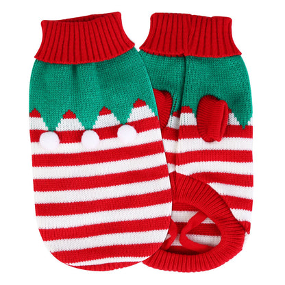 Christmas Turtleneck Pet Sweater with Snowman or Pom-Pom Stripes for Small Dogs &amp; Cats – view 11