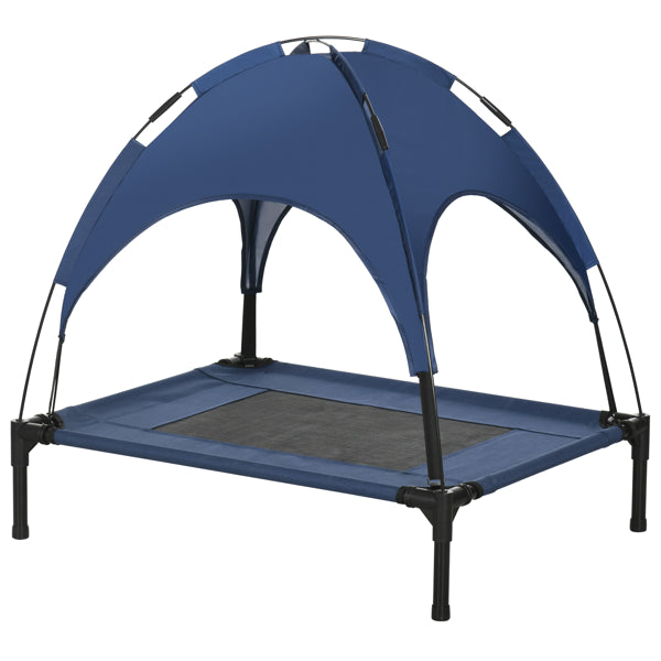 Elevated Cooling Dog Cot with Canopy – Breathable Mesh, Steel Frame, Up to 44 lbs, Dark Blue/Black – view 5