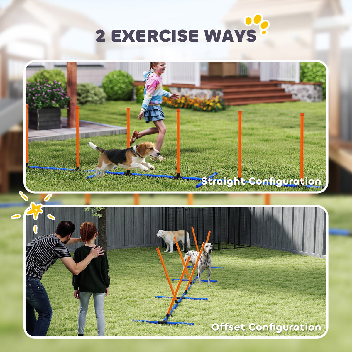 Adjustable Dog Agility Weave Poles with Freestanding Base, Ground Stakes and Carry Bag, Orange – view 4