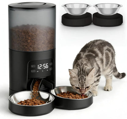 6 L Automatic Dual Cat Feeder with App Scheduling, 10-Second Voice Recorder and Dual Power – view 8
