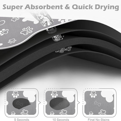 Bone-Shaped Absorbent Pet Feeding Mat with Rubber Non-Slip Backing, Grey – view 6