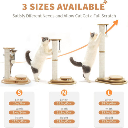 Sisal Cat Scratching Post with 3-Level Ball Track Toy and Top Ball for Indoor Cats – view 3
