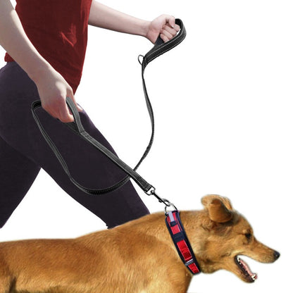 Double Handle Reflective Dog Leash – 6 ft Nylon Lead with Traffic Handle &amp; Neoprene Grip, 5 Colors