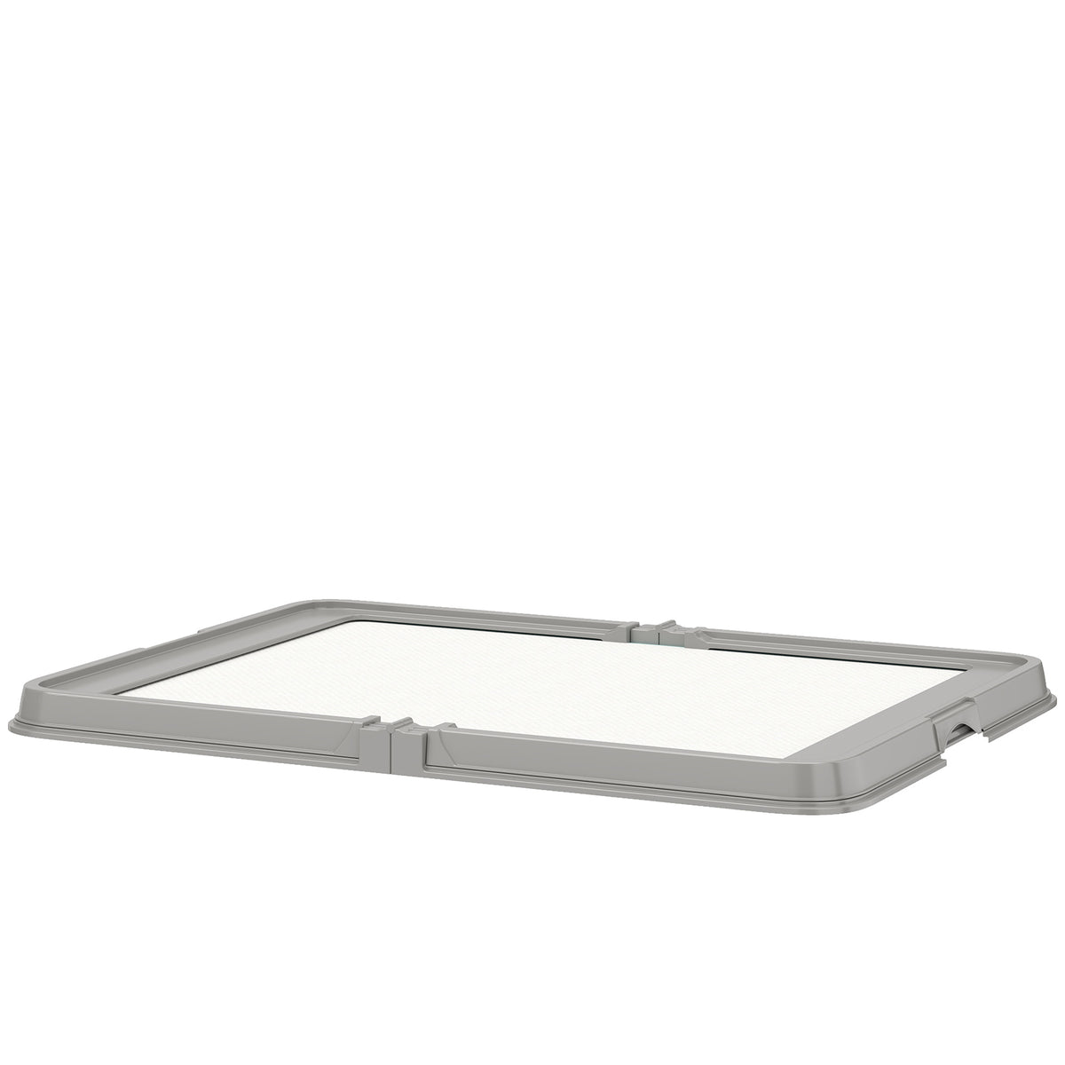 Foldable Dog Pee Pad Holder – 33.9 x 24.4 in Tray with Splash Wall &amp; 3 Pads, Gray – view 9