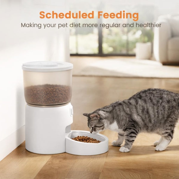 Wi-Fi Automatic Pet Feeder – 3 L Dry Food Dispenser, App Timed Feeding, White – view 2