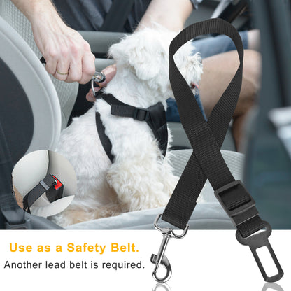 Dog Seat Belt 2-Pack with Swivel Carabiner – Adjustable Nylon Car Safety Lead for Dogs &amp; Cats, Black – view 5
