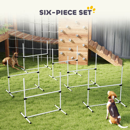 6-Piece Dog Agility Jump Set – Adjustable Height Hurdle Bars with Carry Bag, White – view 5