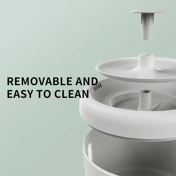 Round Pet Water Fountain 2500 ml (84.5 oz), USB Powered with Quiet Circulating Pump, White – view 3