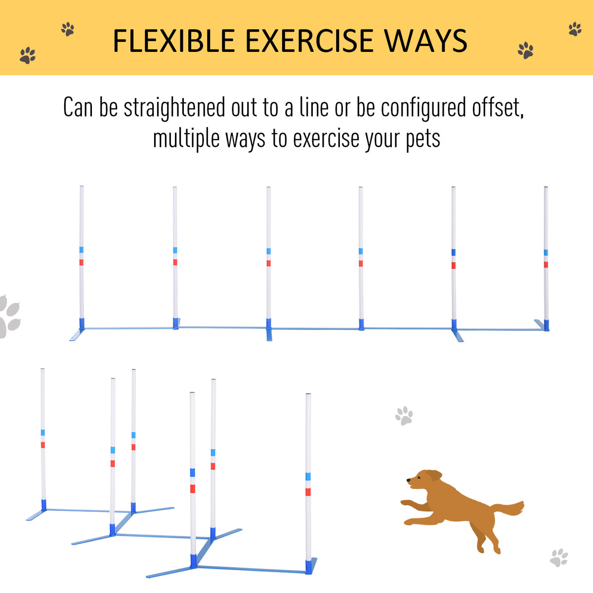 Dog Agility Weave Pole Starter Kit – 6 Poles, 120 in Course, 5.3 lb with Bag, White – view 5