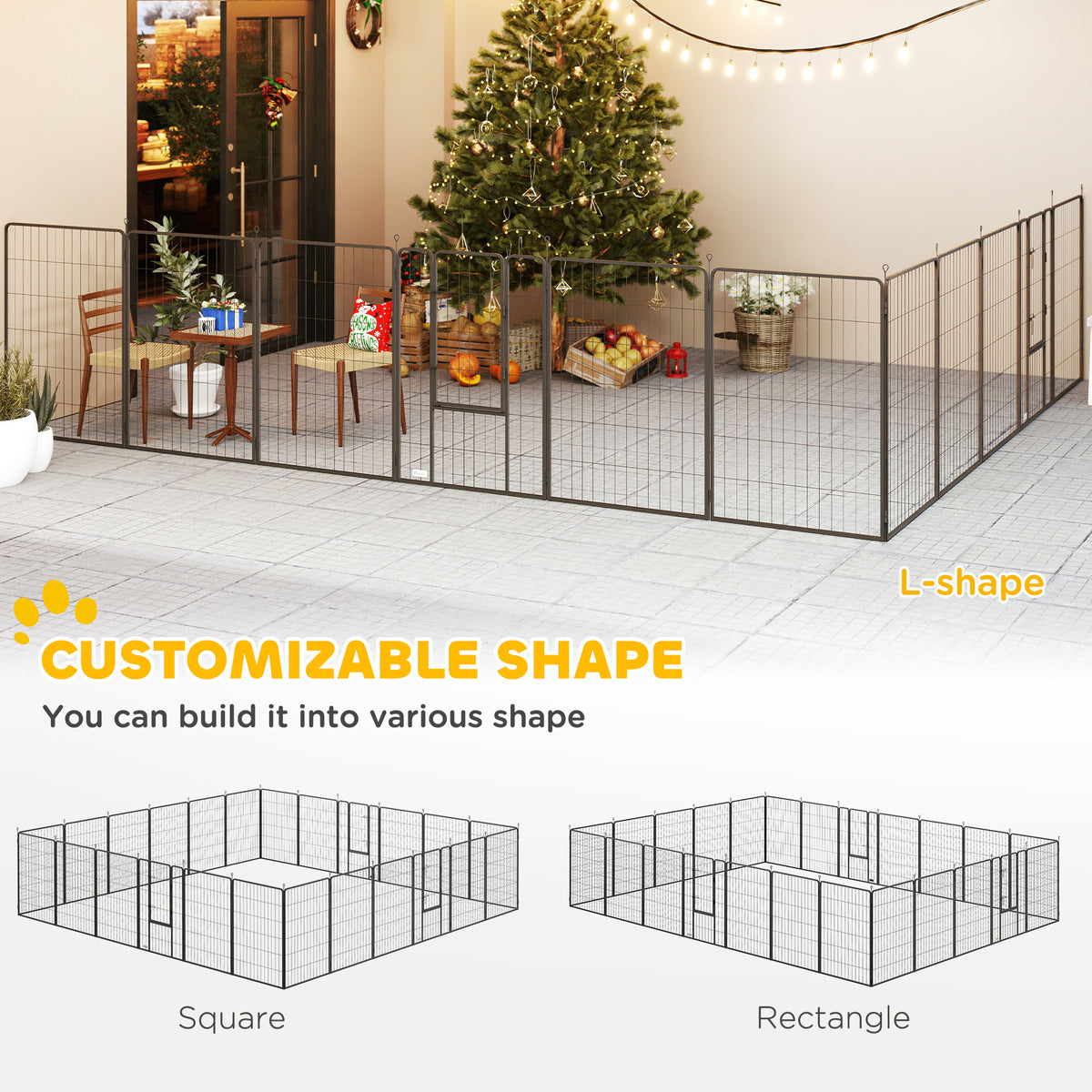 24-Panel Heavy Duty Dog Playpen – Steel Exercise Pen with 3 Doors, DIY Shapes, 44.5 in, Black – view 6