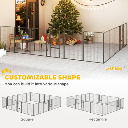 24-Panel Heavy Duty Dog Playpen – Steel Exercise Pen with 3 Doors, DIY Shapes, 44.5 in, Black – view 6
