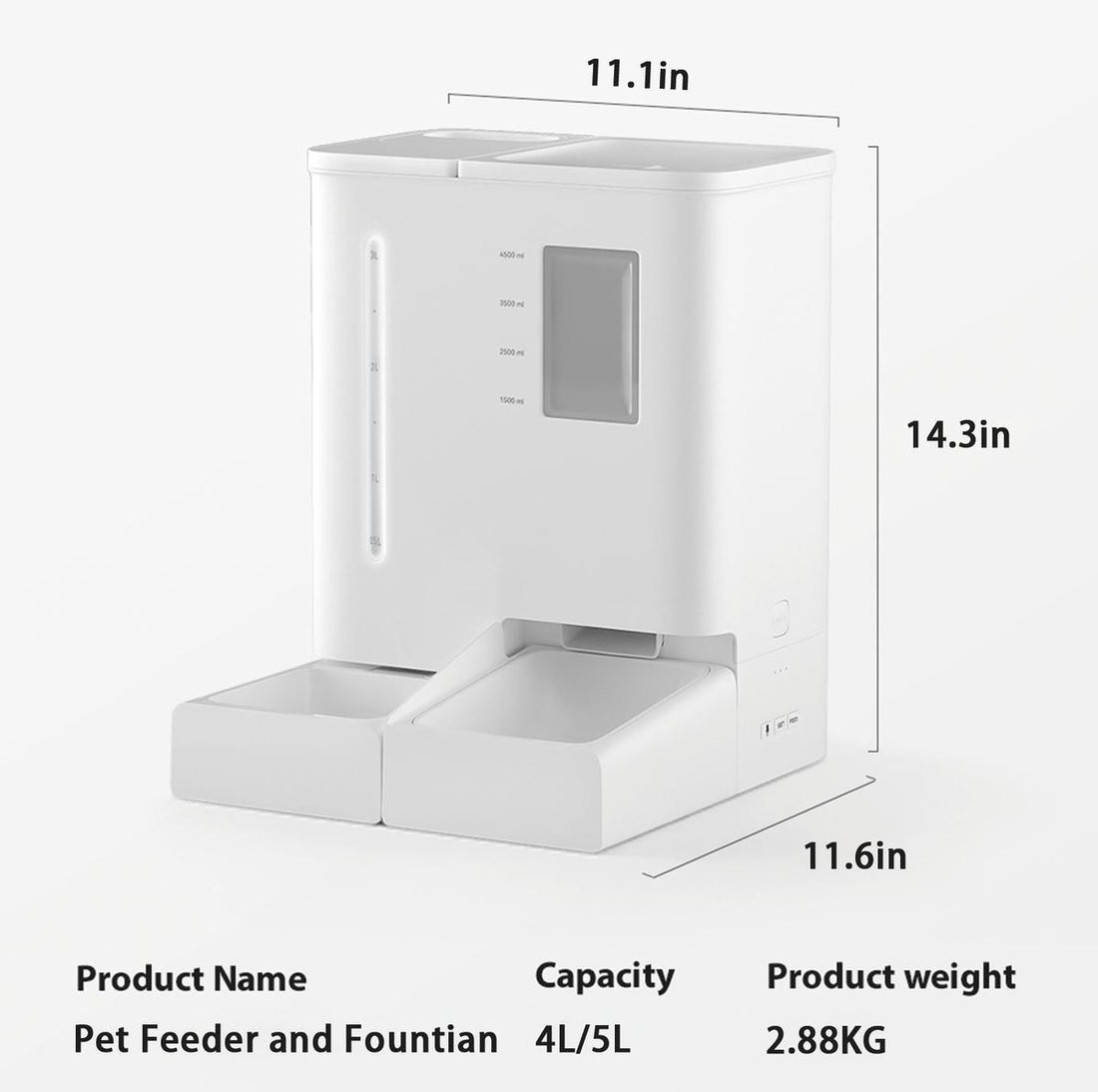 Wi-Fi Automatic Pet Feeder and Water Dispenser 2-in-1 Set – App Controlled, White – view 2
