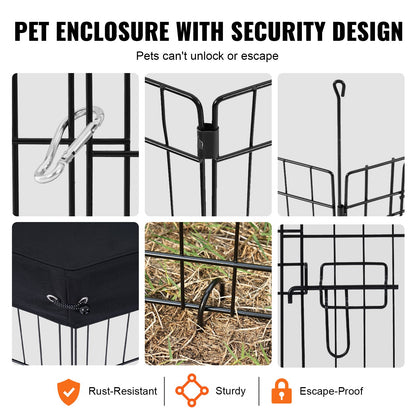 8-Panel Foldable Metal Dog Playpen – 30 in Exercise Pen with Top Cover &amp; Floor Mat – view 5