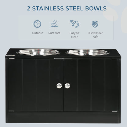 Elevated Dog Bowls with 44L Storage Cabinet &amp; Magnetic Doors for Large Dogs, Black – view 4