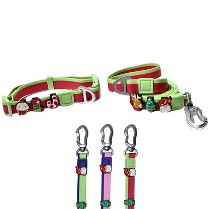 Two-Tone Embossed Dog Leash Set with 3 DIY Charms – Waterproof PVC, 15, 20 &amp; 25 mm, Red, Green or Pink – view 2