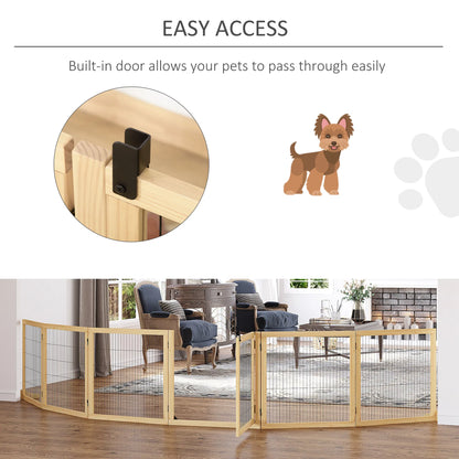 6-Panel Foldable Wooden Pet Gate &amp; Playpen – Natural Wood, 27.6 in High – view 7