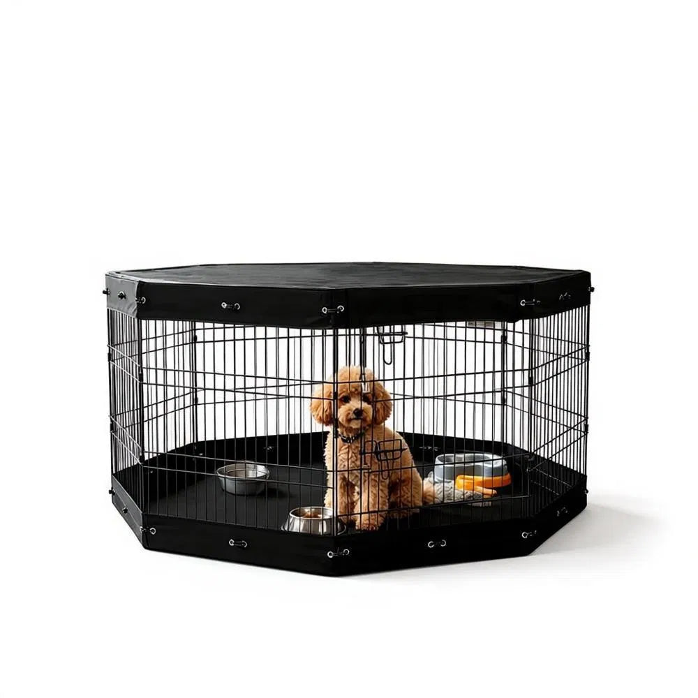 8-Panel Octagon Dog Playpen with Top Cover &amp; Mat – 30 in High, Medium Dogs – view 5