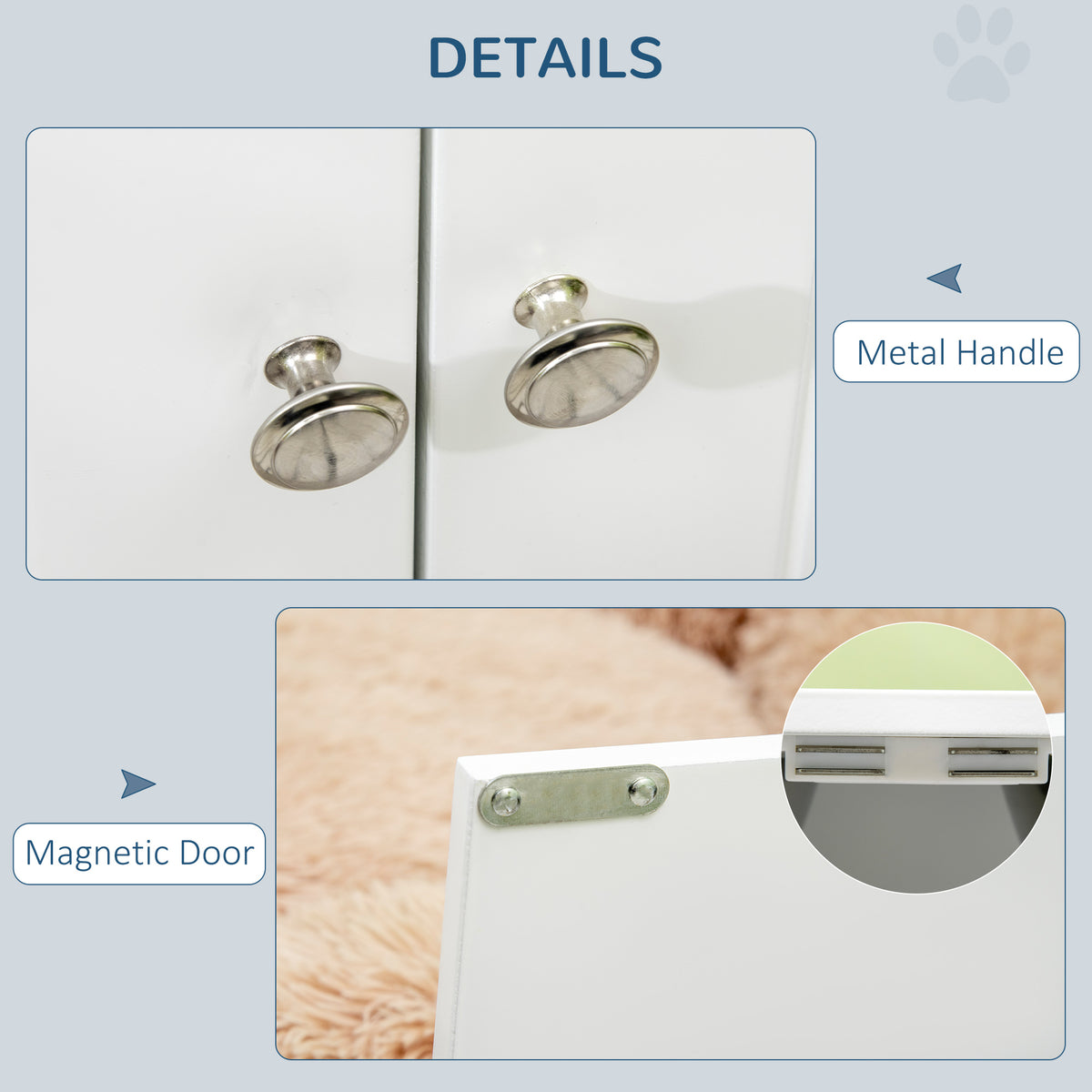 Elevated Dog Bowl Stand with 44 L Storage Cabinet &amp; 2 Stainless Steel Bowls for Large Dogs, White – view 6