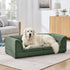 Oversized Linen Dog Sofa – Curved Armrests, Raised Frame, Thick Cushion, for Large Dogs, Olive Green