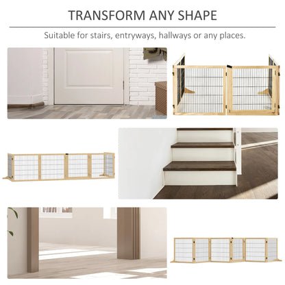 6-Panel Foldable Wooden Pet Gate &amp; Playpen – Natural Wood, 27.6 in High – view 4