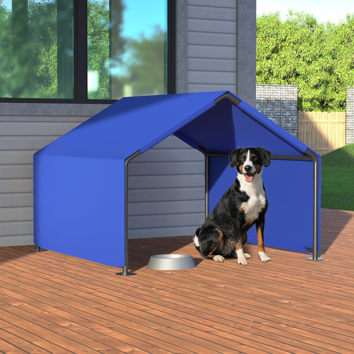 Outdoor Dog Shade Shelter Tent – Waterproof Oxford Canopy, Steel Frame, Blue – view 2