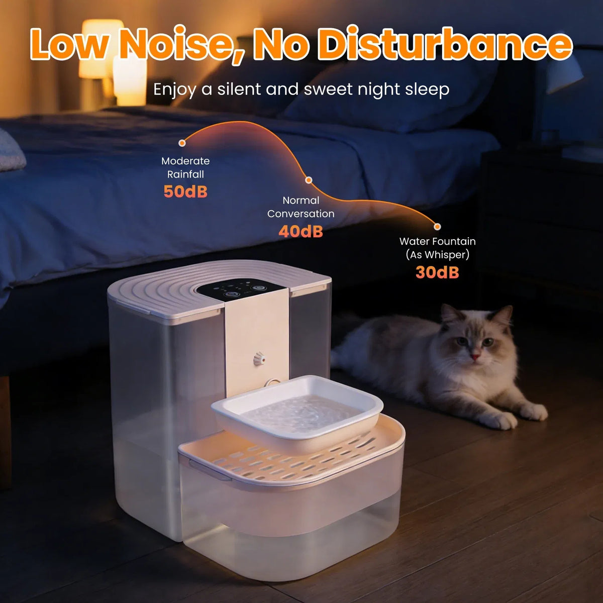 Cordless Pet Water Fountain 4.5 L – Dual-Tank Auto Refill with Timer &amp; Remote, Cream – view 3