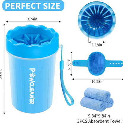 7-in-1 Dog Paw Cleaner Kit with Paw Washer Cup, Bath Brush, Toothbrushes and Towels, Blue – view 3