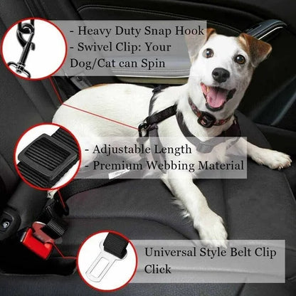 Dog Car Seat Belt 2-Pack – Adjustable Nylon Pet Safety Belt for Dogs &amp; Cats, 16.9–27.2 in, Black – view 6