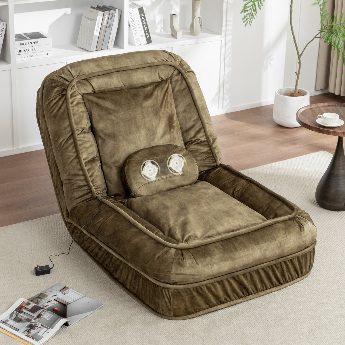Human Dog Bed for Adults and Pets – 5-Position Adjustable Backrest, Velvet Floor Sofa, Green