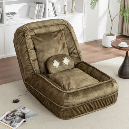 Human Dog Bed for Adults and Pets – 5-Position Adjustable Backrest, Velvet Floor Sofa, Green