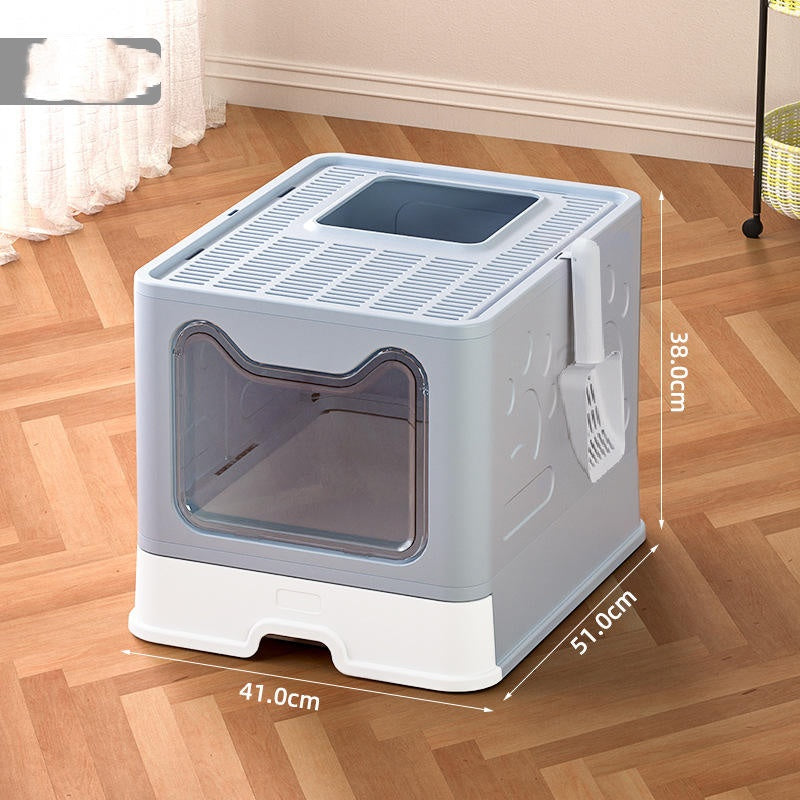 Extra Large Enclosed Cat Litter Box with Front Entry, Litter-Catching Lid and Scoop – view 5