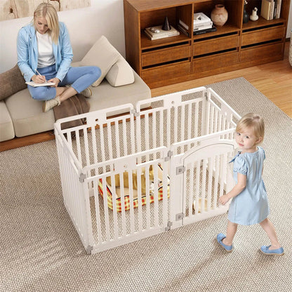 6-Panel Plastic Dog Playpen – 32 in High, Lockable Door, Indoor &amp; Outdoor, Foldable – view 3