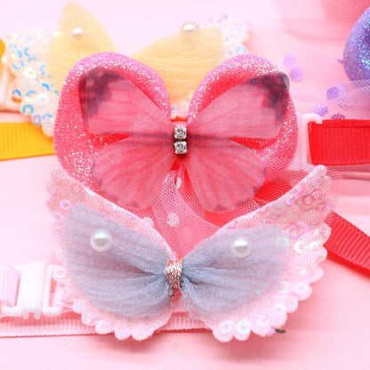 Puppy Bow Collars 20-Pack – Lace Pearl &amp; Butterfly Bow Ties, Adjustable 8.3–15.6 in for Small Dogs &amp; Cats – view 3