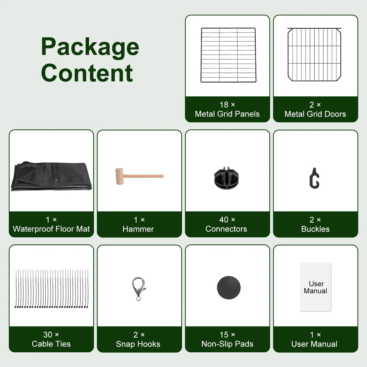 DIY Metal Small Animal Playpen with 20 Panels and Waterproof Floor Mat, Black – view 10