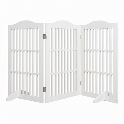 Freestanding Wooden Dog Gate – 3-Panel Foldable Step-Over Pet Fence, No Assembly, 30 in, White – view 6