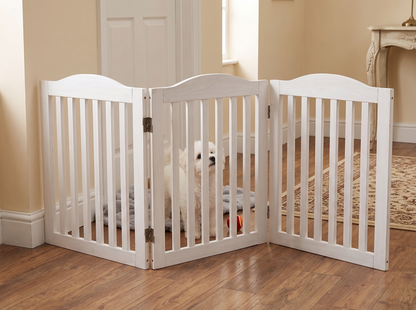Freestanding Foldable Wooden Dog Gate – 3 Panels, 24 in Tall, White – view 7