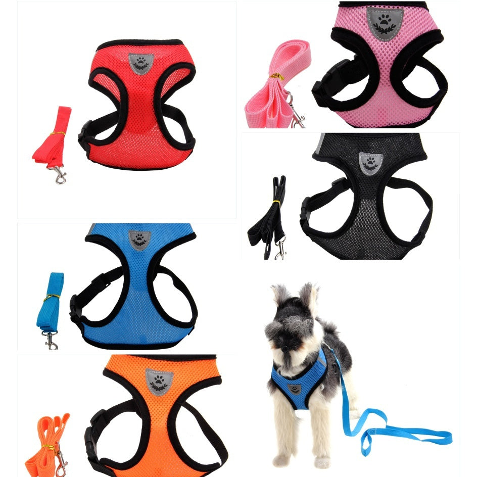 Breathable Sandwich Mesh Dog Harness, Vest-Style Chest Harness in 7 Colors