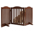 Freestanding Wooden Dog Gate – 3-Panel Foldable Step-Over Pet Fence, No Assembly, 24 in, Brown