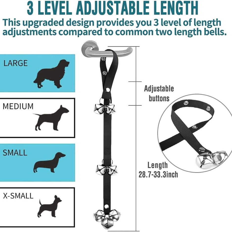 Dog Potty Training Doorbells, 2-Pack – Adjustable Extra-Large Loud Bells for Puppies, Silver – view 2