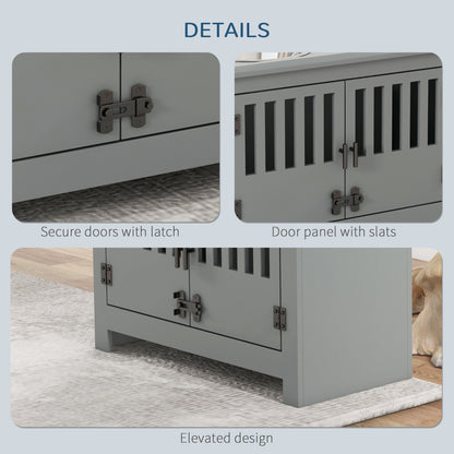Raised Dog Feeding Station with 37L Storage Cabinet &amp; 2 Stainless Steel Bowls, Gray – view 6