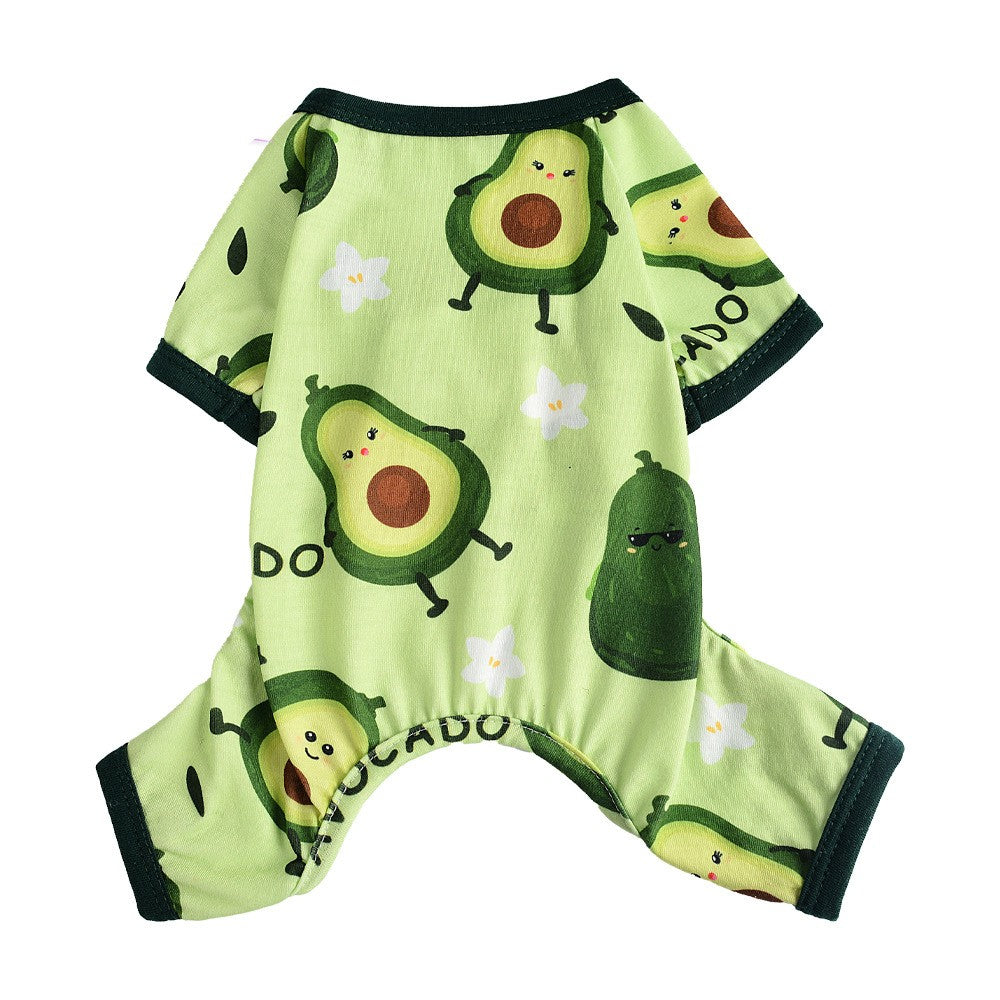 Four-Legged Cotton Dog Pajamas Jumpsuit, One-Piece Pet Onesie in Grass Green – view 4